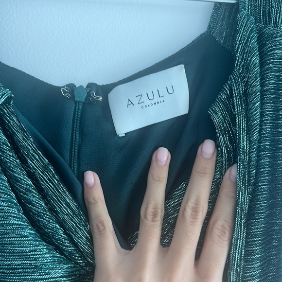 Azulu shiny teal cut out mini dress - Picture 3 of 7